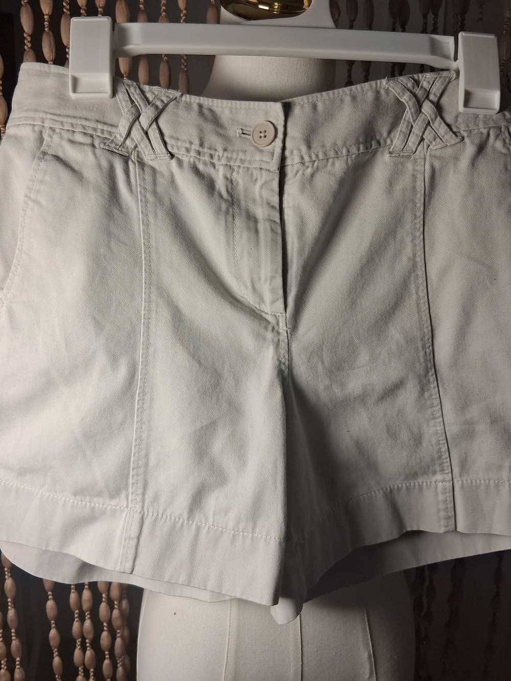 LOFT Cream High-Waist Tailored Shorts